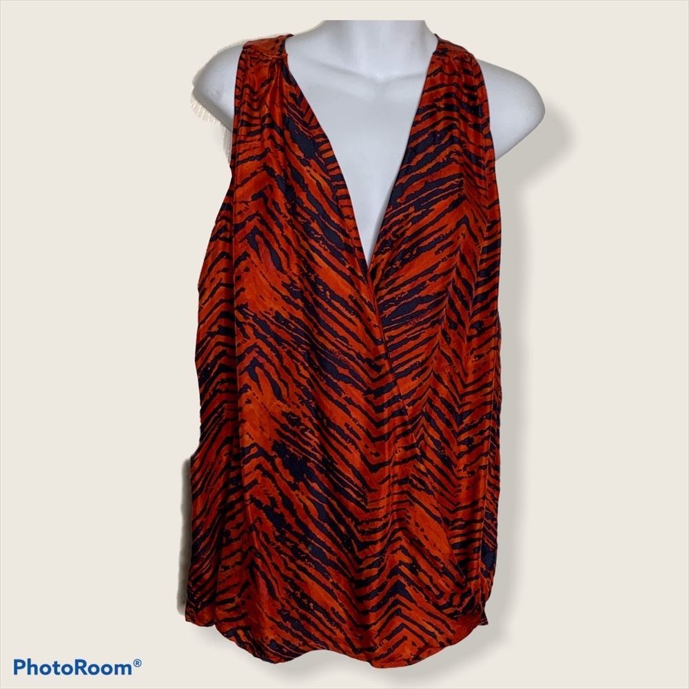 Rachel Zoe Red Blue Zebra Print Sleeveless Top 6